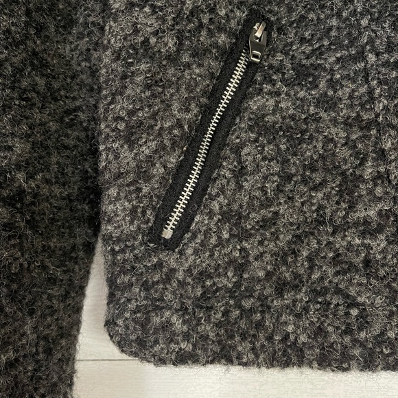 Grey fuzzy wool winter moto style jacket - Picture 7 of 10